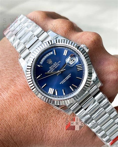 rolex day date blue roman|rolex day date watch price.